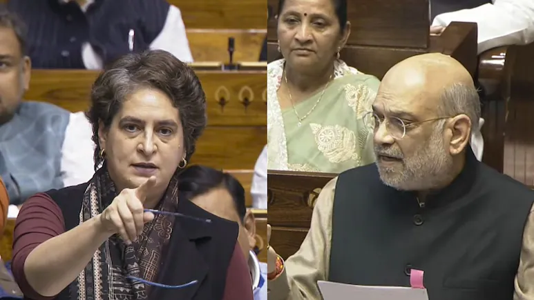 Amit Shah Counters Priyanka Gandhi on ‘Vande Mataram’, Criticizes Jawaharlal Nehru and Indira Gandhi