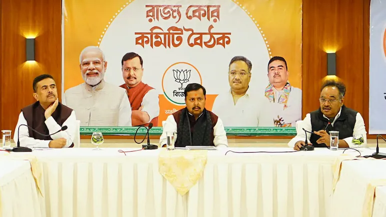 BJP President Nitin Nabin Begins Bengal Push With Closed-Door Strategy Meet in Durgapur