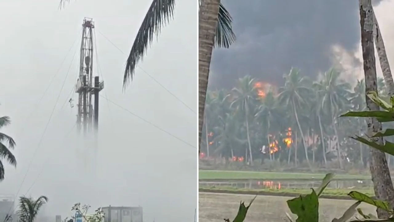 Gas Leak and Fire At ONGC Oil Well Triggers Mass Evacuation In Andhra Pradesh Village