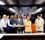 Chief minister Yogi Adityanath with several startups