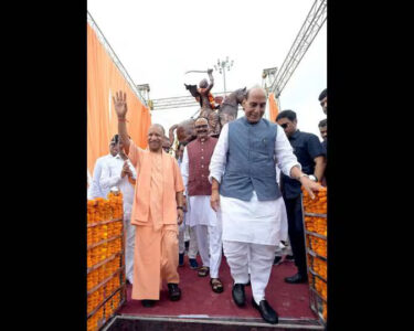 Defence minister Rajnath Singh and UP chief minister yogi adityanath