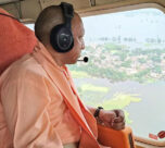 Chief minister Yogi Adityanath conducts an aerial survey