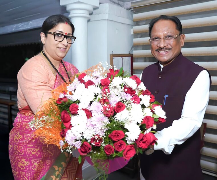 Smriti Irani Begins Two-Day Chhattisgarh Visit to Review BJP Organisation, Meet CM Vishnu Deo Sai